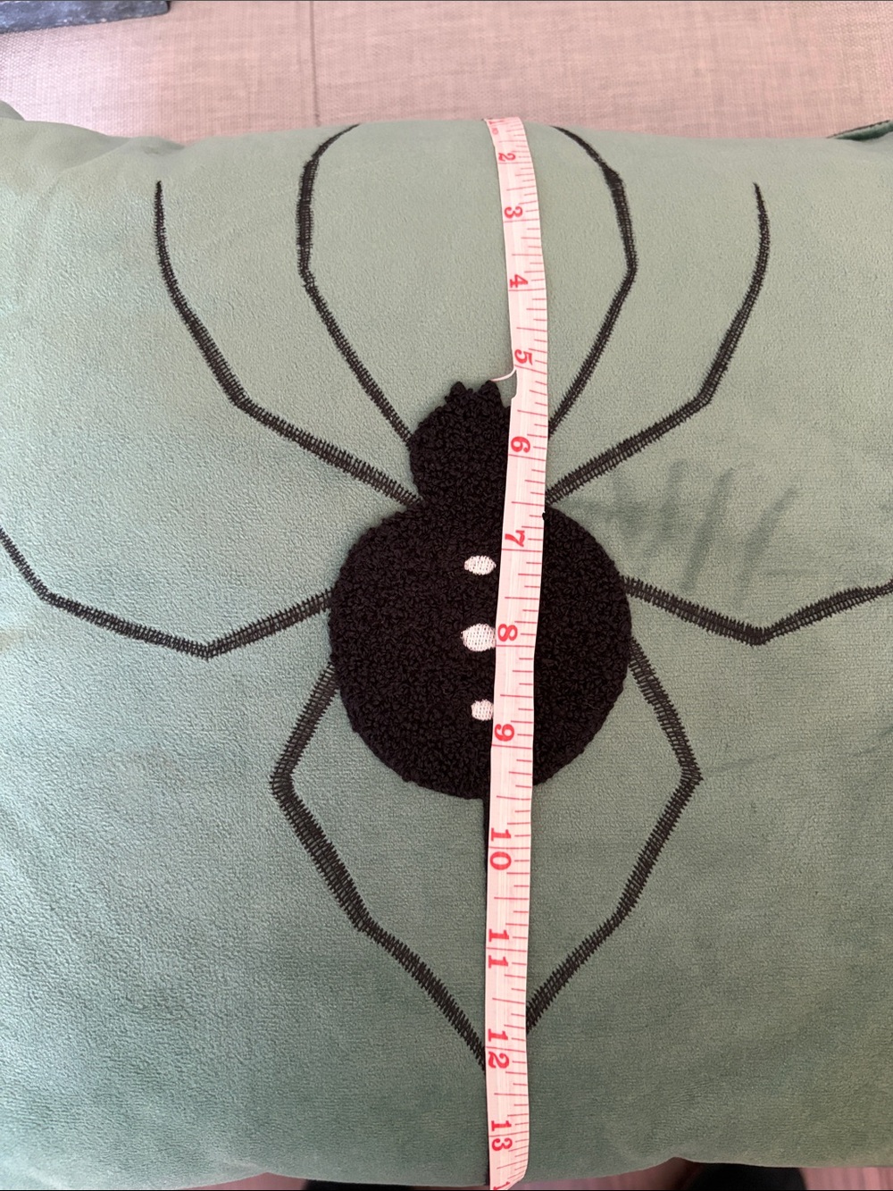 Holiday Spider Decorative Throw Pillow in Mint Green reversible - Picture 2 of 3